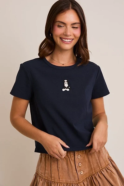 Puppy Embroidered Baby Tee