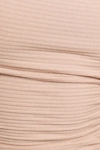 Taupe Off Shoulder Rib Knit Top