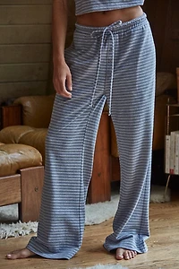 Grey Blue Striped Flare Pants