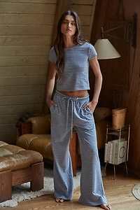 Grey Blue Striped Top