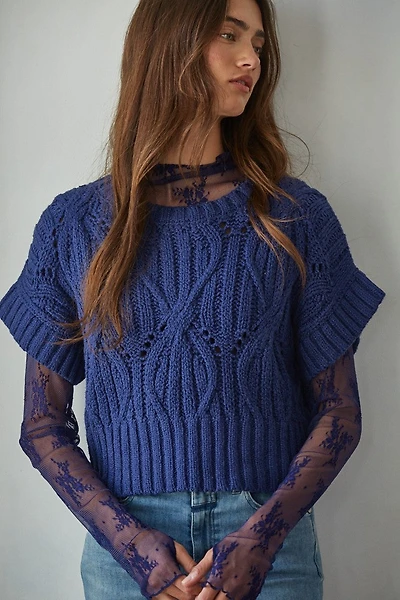 Navy Cali Crochet Top