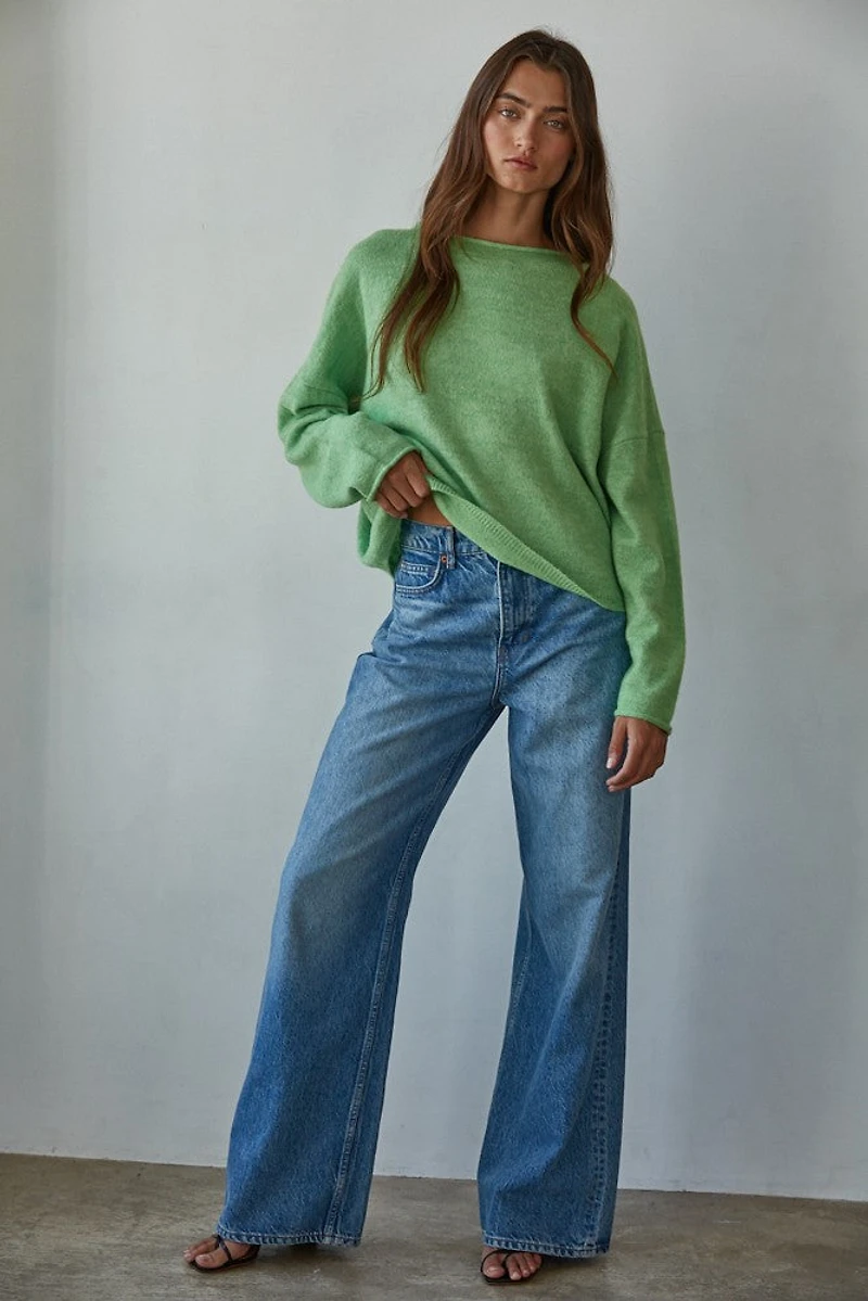 Green Rolled Neck Sweater