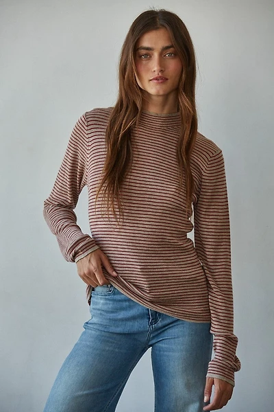 Red Stripe Mock Long Sleeve