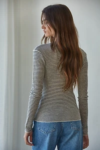 Black Stripe Mock Long Sleeve