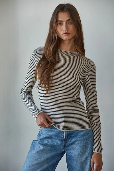 Black Stripe Mock Long Sleeve