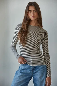 Black Stripe Mock Long Sleeve