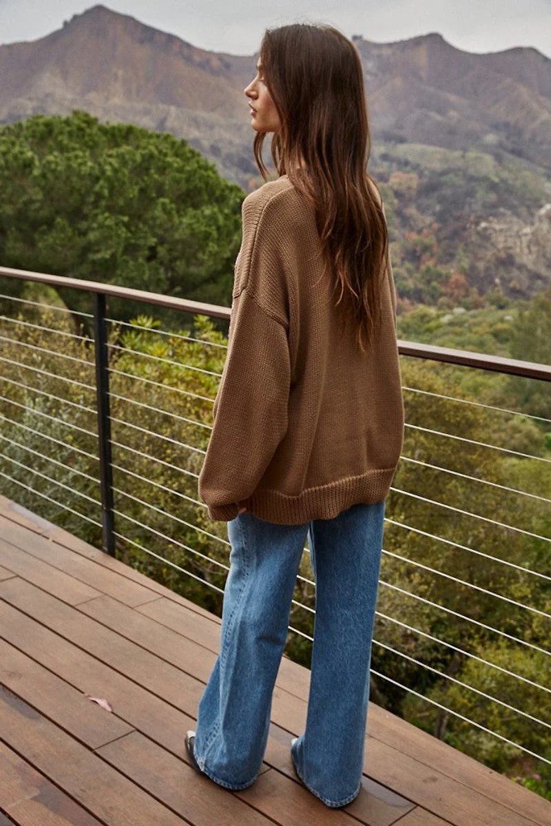 Brown American Flag Crewneck Sweater