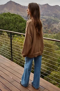 Brown American Flag Crewneck Sweater