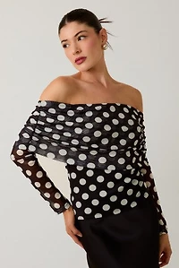 Off Shoulder Polka Dot Top