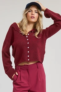 Burgundy Lightweight Button Cardigan