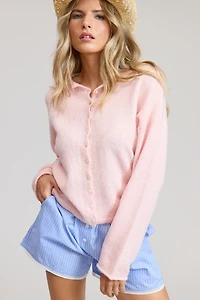 Pink Lightweight Button Cardigan