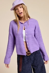 Purple Lightweight Button Cardigan