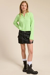 Lime Green Lightweight Button Cardigan