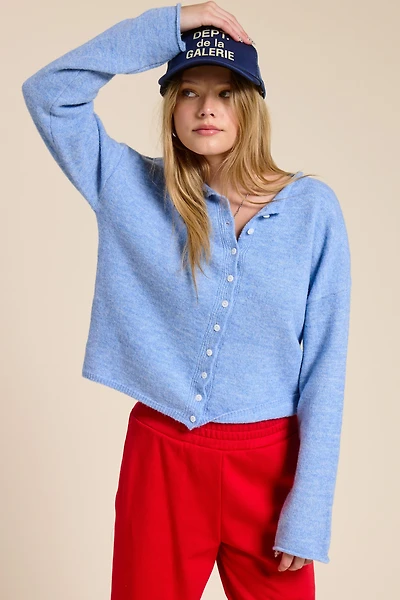 Blue Lightweight Button Cardigan