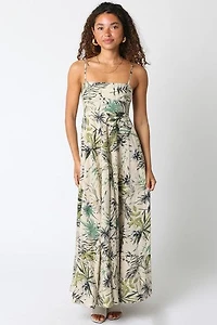 Green & White Palm Maxi dress
