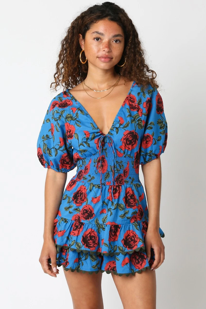 Blue & Red Annie Romper