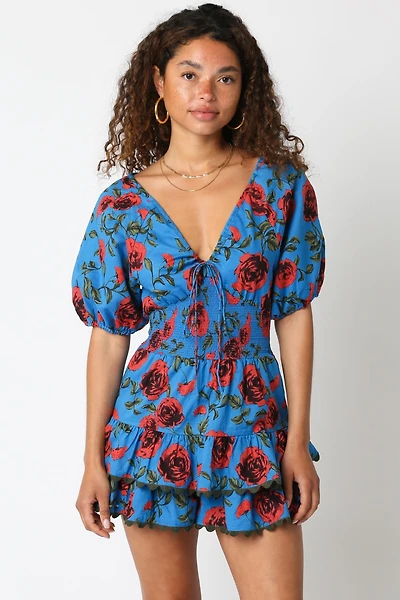 Blue & Red Annie Romper
