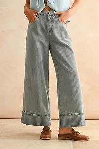 Textured Denim Pants