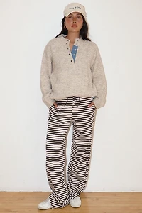 Charcoal Striped Drawstring Pants