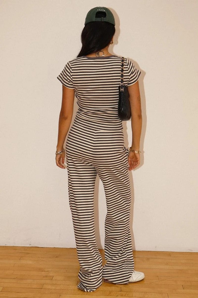 Charcoal Striped Drawstring Pants