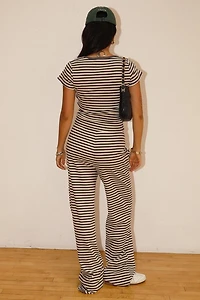 Charcoal Striped Drawstring Pants