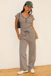 Charcoal Striped Drawstring Pants