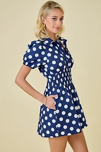 Polka Dot Puff Sleeve Mini Dress