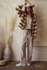 Striped Two Tone Button Cardigan