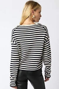 Navy Elina Stripe Knit Top