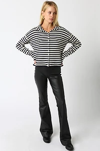 Navy Elina Stripe Knit Top