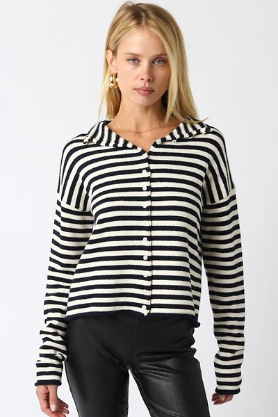 Navy Elina Stripe Knit Top