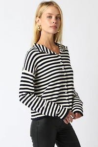 Navy Elina Stripe Knit Top