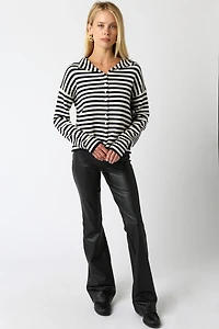 Navy Elina Stripe Knit Top