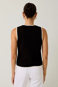 Black Knit Button Vest