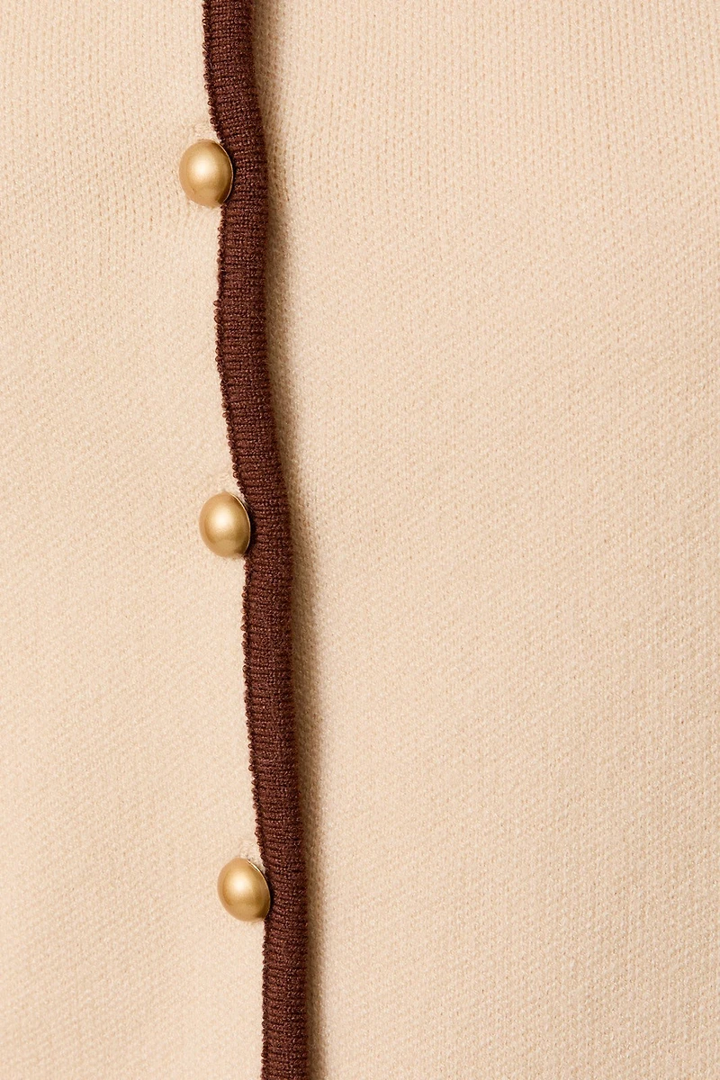 Beige Knit Button Vest