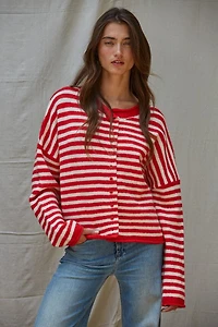 Red Channel Knit Cardigan