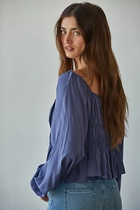 Navy Smocked Top