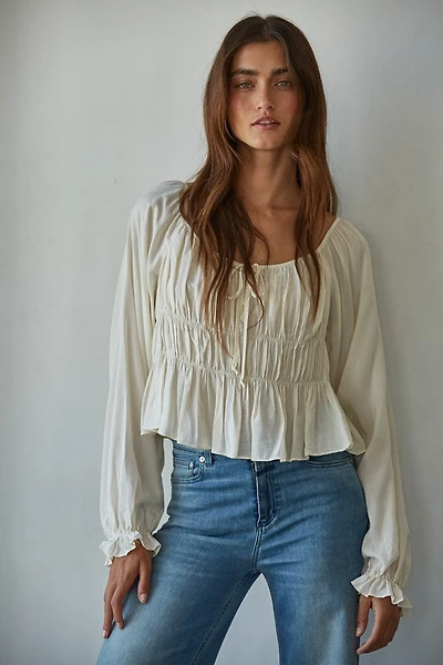Cream Smocked Top