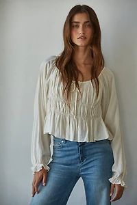 Cream Smocked Top