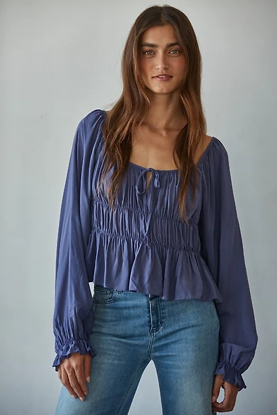 Navy Smocked Top