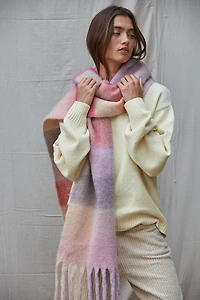 Purple/Pink Knit Gingham Scarf