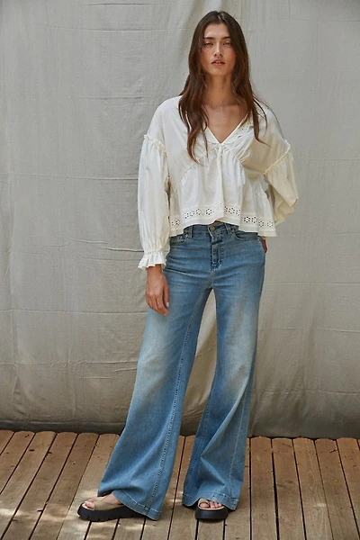 Ivory Eyelet Collared Top