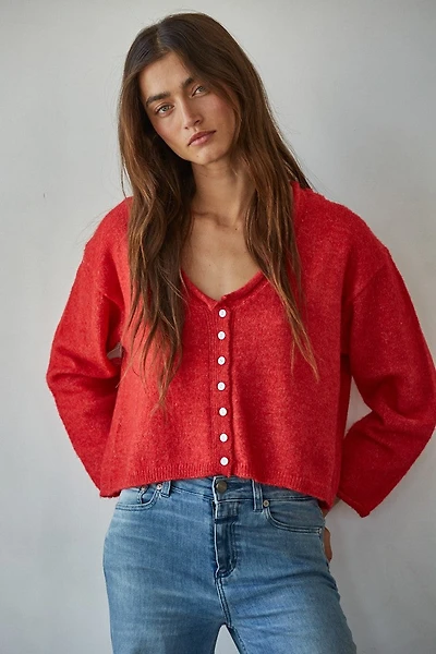 Red V-neck Cardigan