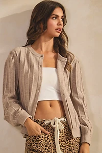 Lt Brown Pleated Cardigan