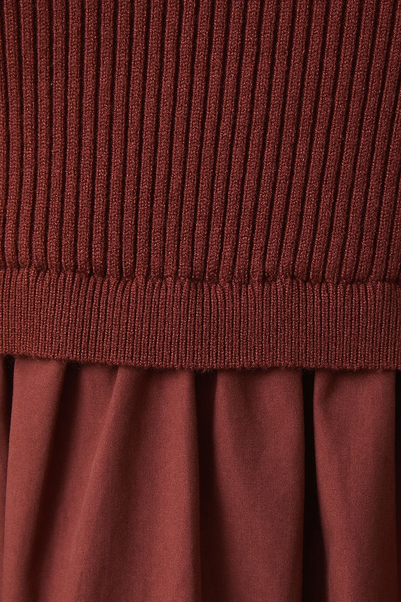 Mock Neck Knit Tiered Midi Dress