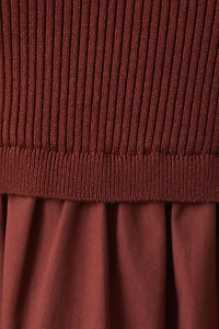 Mock Neck Knit Tiered Midi Dress