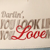 You Look Like You Love Me Embroidery Trucker Hat: Red / ONE SIZE