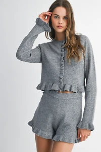 Gray Ruffle Knit Set