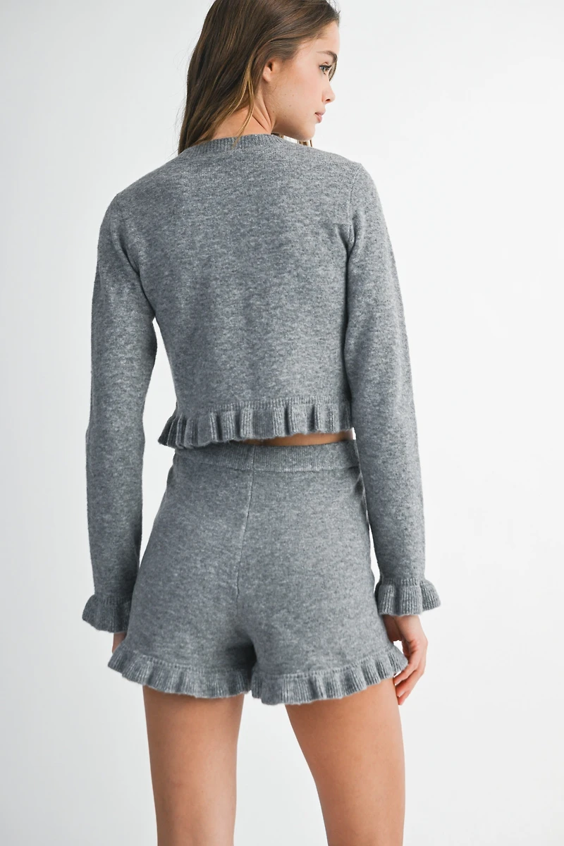 Gray Ruffle Knit Set