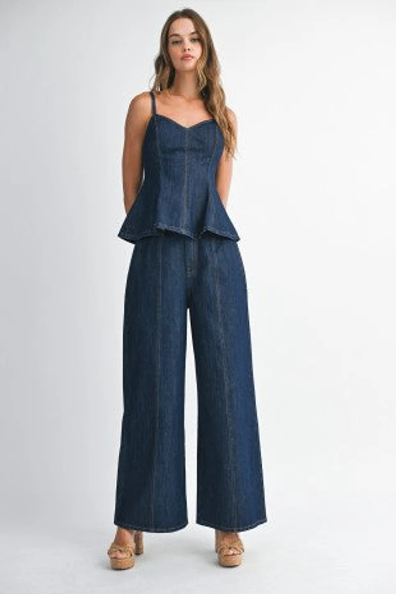 Denim Top and Pants Set